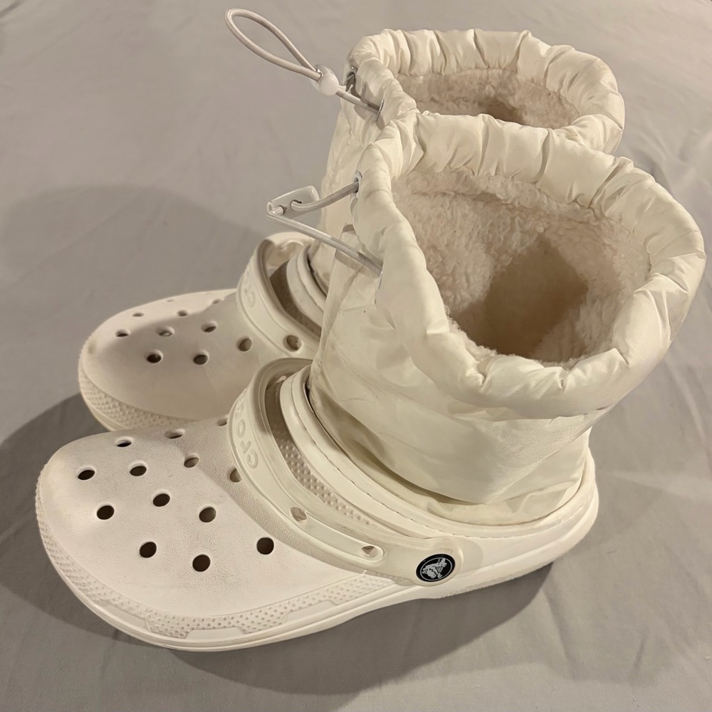 CROCS White Fuzz-Lined Winter Puff Clog Boots - Picture 4 of 7